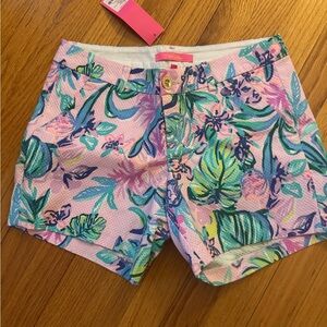 Lilly Pulitzer Bermuda Shorts Pink and Green Tropical Print